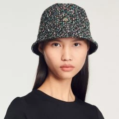 Cheapest ???? Sandro Reversible Tweed Hat Black ????