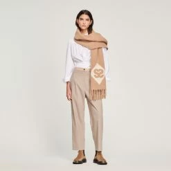 Top 10 ???? Sandro Scarf With Double S Pattern Camel ????