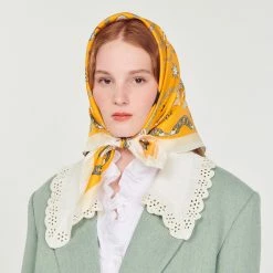 Wholesale ???? Sandro Printed Silk Twill Scarf Orange ✔️