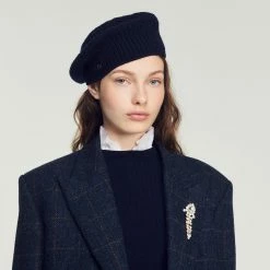 Sandro Shop 9 Cheapest ???? Sandro Knit Beret Navy Blue ????