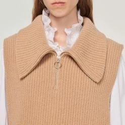 Coupon ⌛ Sandro Knitted Neck Warmer With Trucker Collar Camel ???? -Sandro Shop Sandro SFABO00673 13 V 3