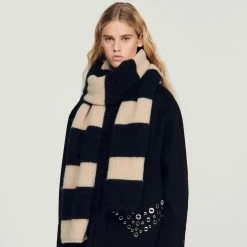 Cheapest ???? Sandro Two-tone Striped Scarf Black ✨