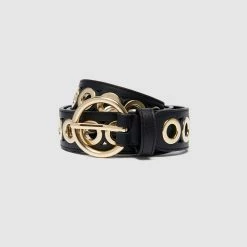 Best deal ???? Sandro Belt With Round Buckle And Eyelets Black ????