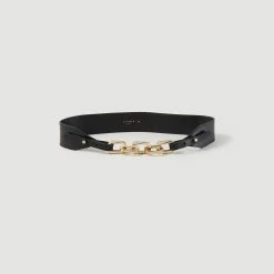 Cheap ???? Sandro Leather Belt With Chain Black ⌛