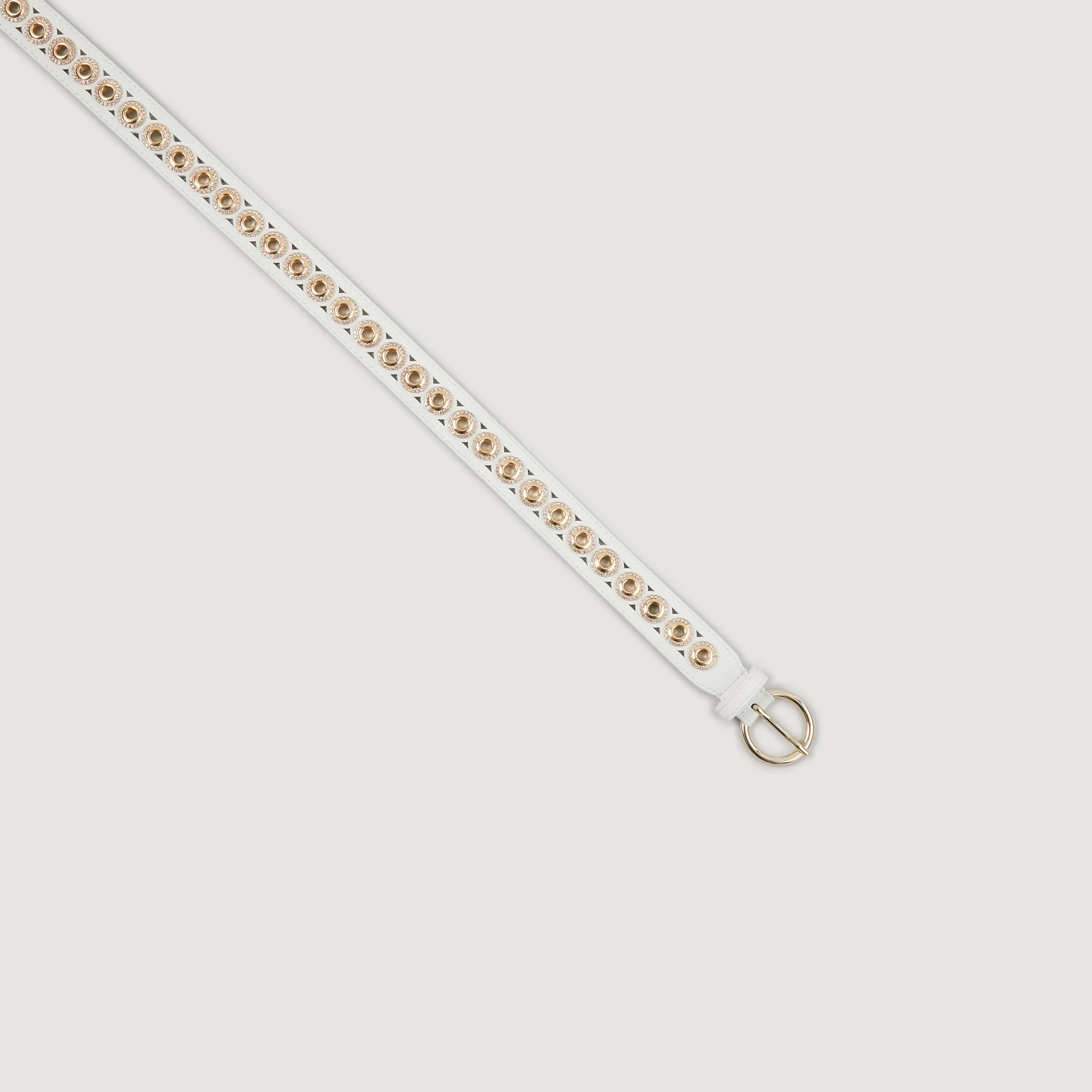 Best Pirce ???? Sandro Leather Belt With Rhinestone Eyelets White ???? 2 Best Pirce ???? Sandro Leather Belt With Rhinestone Eyelets White ???? - Image 2