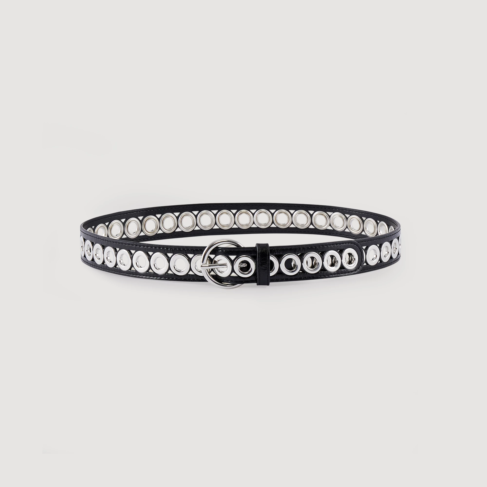 Best deal ⌛ Sandro Belt With Round Buckle And Eyelets Black ???? 1 Best deal ⌛ Sandro Belt With Round Buckle And Eyelets Black ????