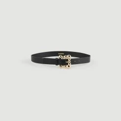 Best reviews of ???? Sandro Wide Leather Belt With A Square Buckle Black ????