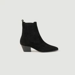Best reviews of ???? Sandro Leather Ankle ???? Boots With Elastic Black ⌛