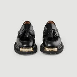 Deals ???? Sandro Thick-soled Leather Loafers Black ✔️ -Sandro Shop Sandro SFACH00621 20 V 3