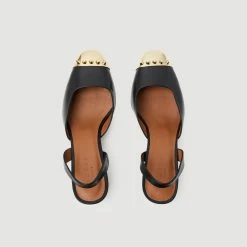 Discount ???? Sandro Decorative Toe Leather ???? Sandals Black ???? -Sandro Shop Sandro SFACH00628 20 V 3