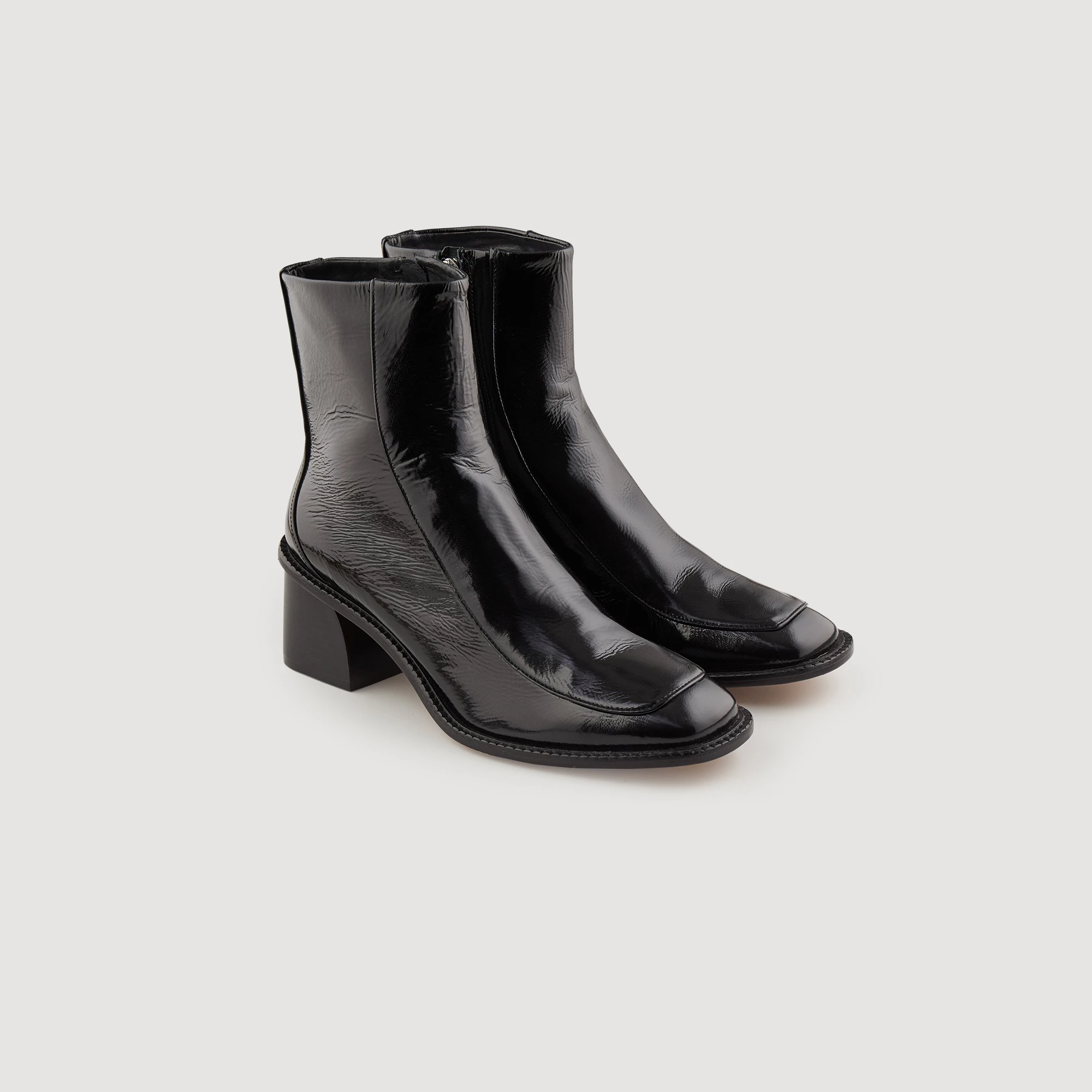 Outlet ???? Sandro Patent Leather ???? Boots With Heel Black ???? 2 Outlet ???? Sandro Patent Leather ???? Boots With Heel Black ???? - Image 2