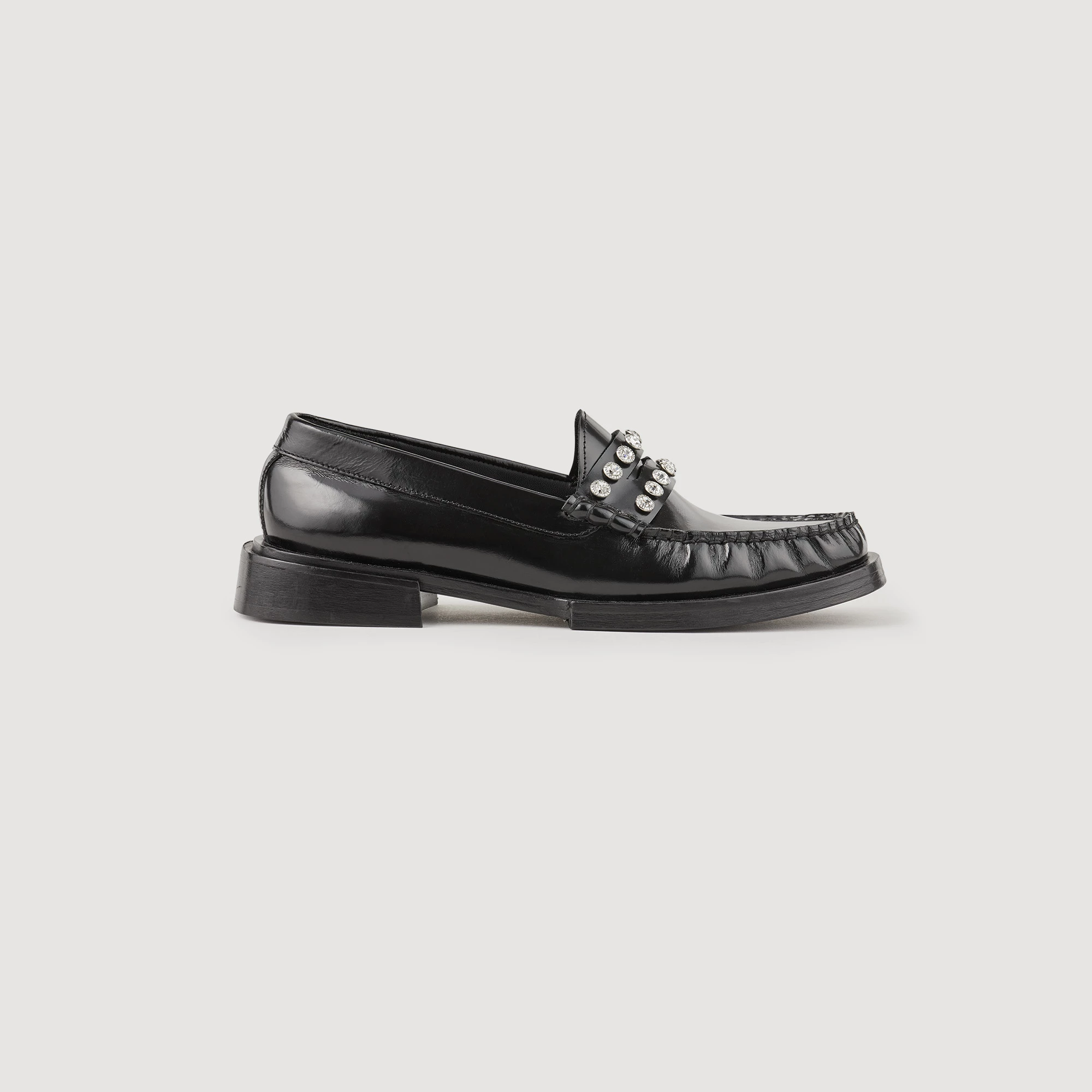 Budget ???? Sandro Leather Loafers With Rhinestones Black ✔️ 1 Budget ???? Sandro Leather Loafers With Rhinestones Black ✔️