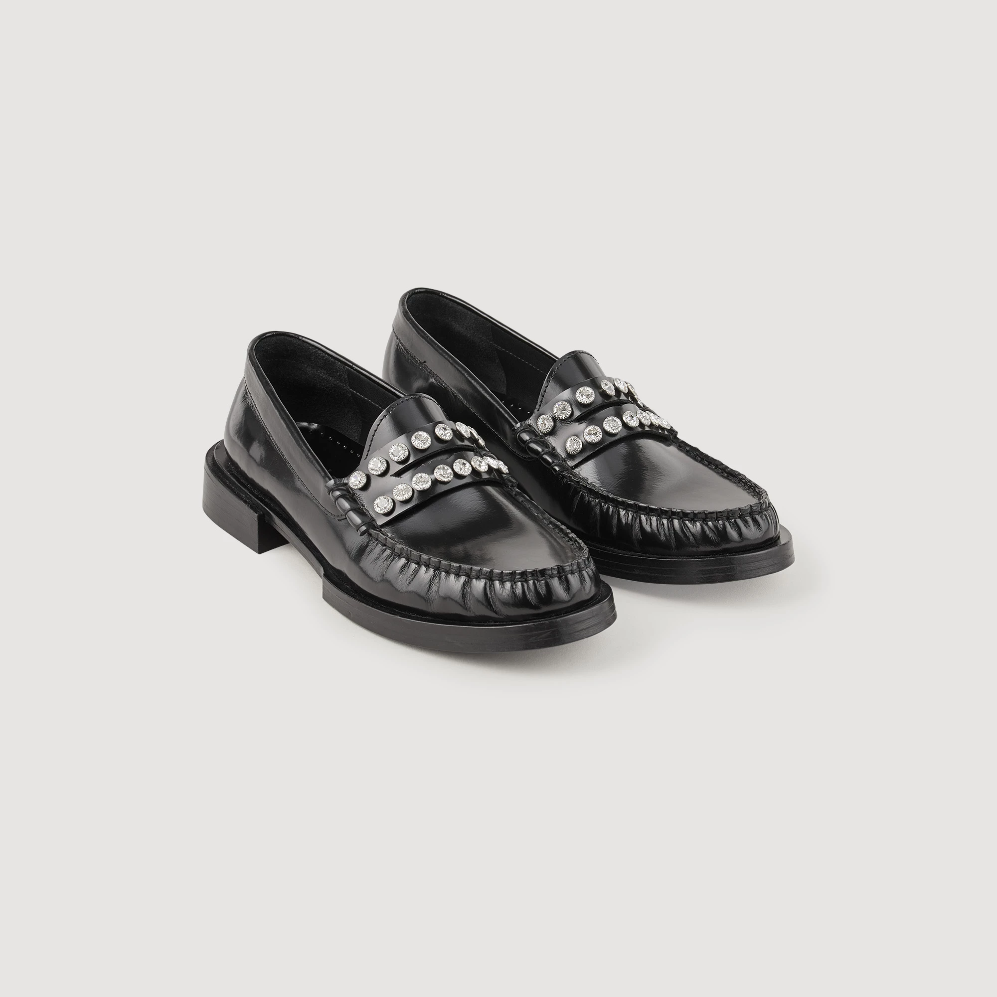 Budget ???? Sandro Leather Loafers With Rhinestones Black ✔️ 2 Budget ???? Sandro Leather Loafers With Rhinestones Black ✔️ - Image 2