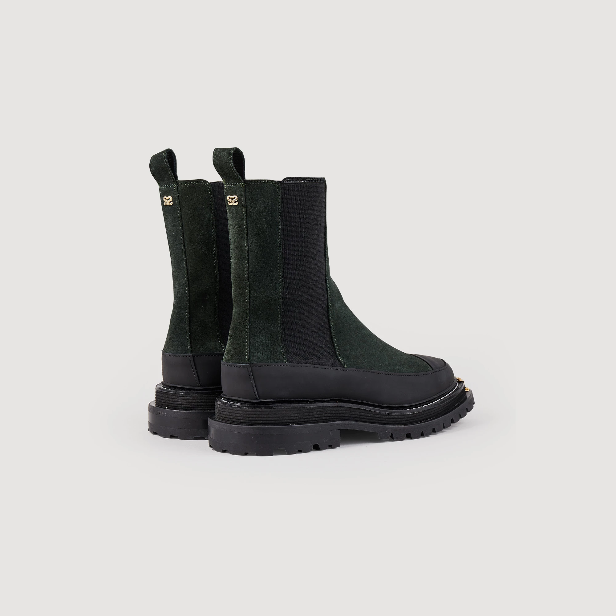 Cheapest ???? Sandro Leather Chelsea ???? Boots With Notched Sole Forest Green ???? 3 Cheapest ???? Sandro Leather Chelsea ???? Boots With Notched Sole Forest Green ???? - Image 3