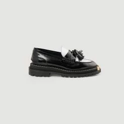 Best deal ⌛ Sandro Thick-soled Leather Loafers Black / White ????
