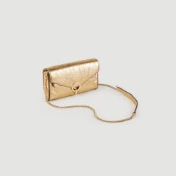 Outlet ⌛ Sandro Gold Leather Clutch Bag Gold ⌛