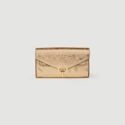 Outlet ⌛ Sandro Gold Leather Clutch Bag Gold ⌛ -Sandro Shop Sandro SFASA00771 207 V 3