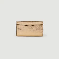 Outlet ⌛ Sandro Gold Leather Clutch Bag Gold ⌛ -Sandro Shop Sandro SFASA00771 207 V 4