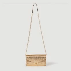 Outlet ⌛ Sandro Gold Leather Clutch Bag Gold ⌛ -Sandro Shop Sandro SFASA00771 207 V 5