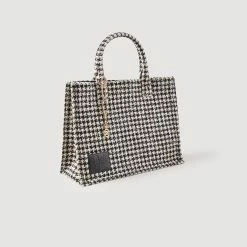 Deals ???? Sandro Tweed Kasbah Tote Bag White And Black ????