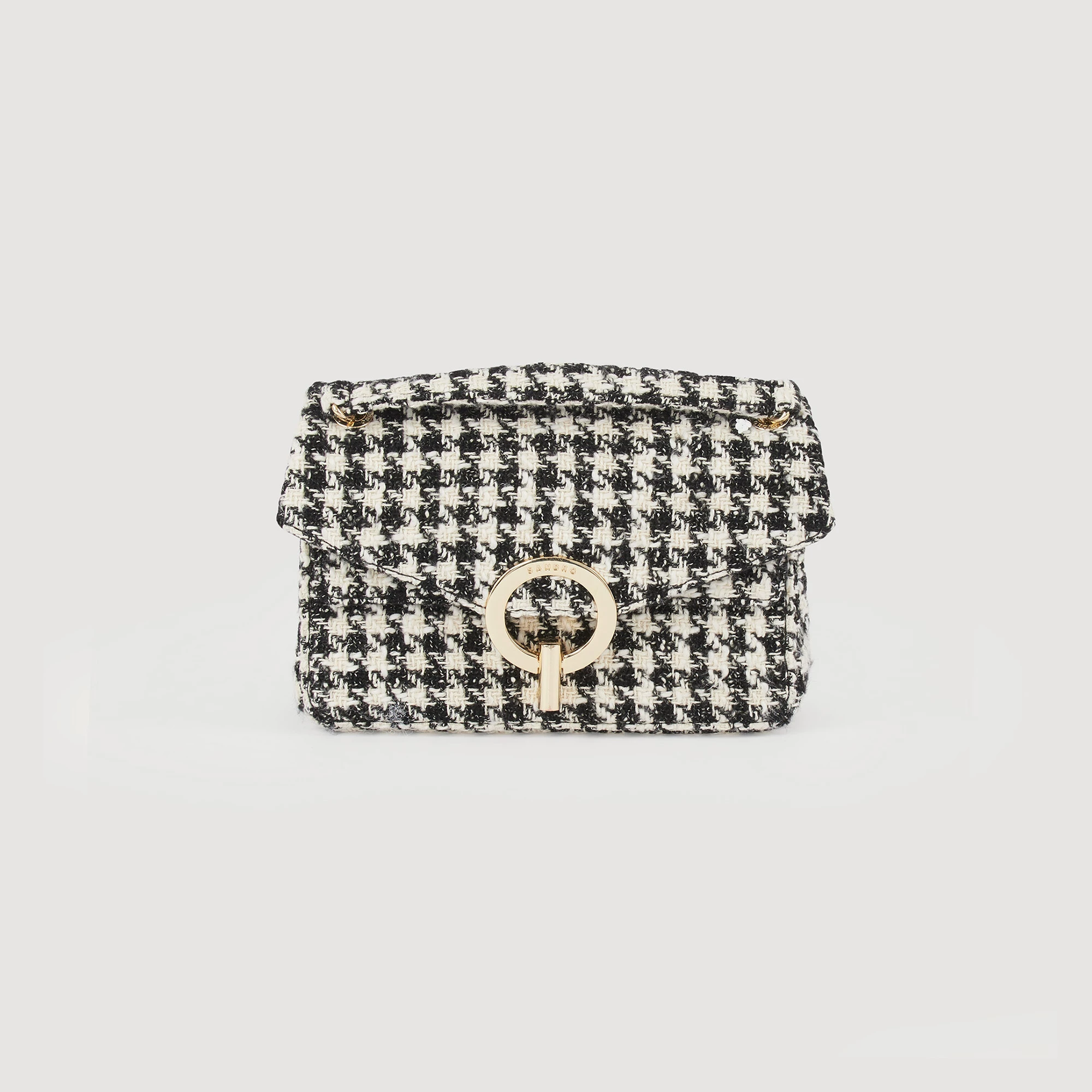 Hot Sale ???? Sandro Yza Tweed Houndstooth Bag White And Black ⭐ 3 Hot Sale ???? Sandro Yza Tweed Houndstooth Bag White And Black ⭐ - Image 3