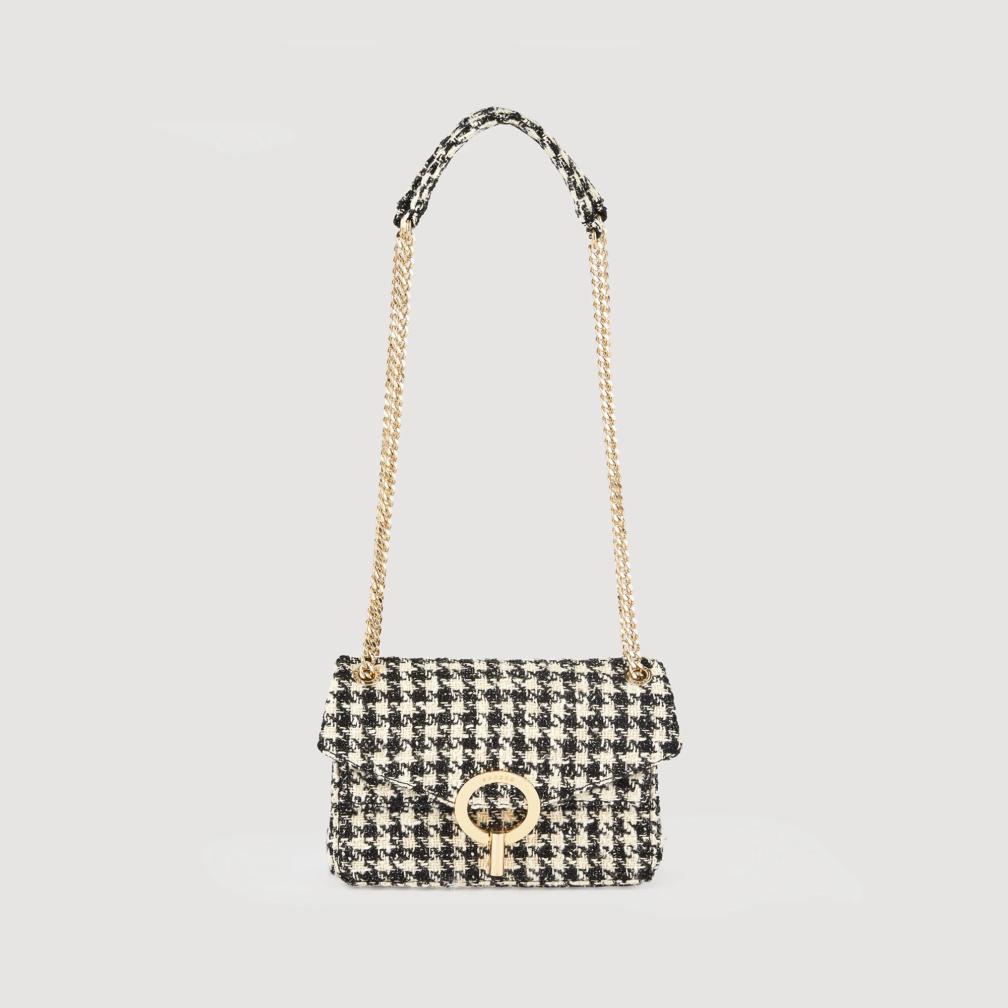 Hot Sale ???? Sandro Yza Tweed Houndstooth Bag White And Black ⭐ 5 Hot Sale ???? Sandro Yza Tweed Houndstooth Bag White And Black ⭐ - Image 5