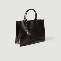 Buy ???? Sandro Kasbah Distressed Leather Tote Bag Chocolate ????