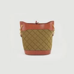 Budget ???? Sandro Leather And Quilted Fabric Bucket Bag Olive Green ???? 8 Budget ???? Sandro Leather And Quilted Fabric Bucket Bag Olive Green ???? -Sandro Shop Sandro SFASA00932 84 V 4