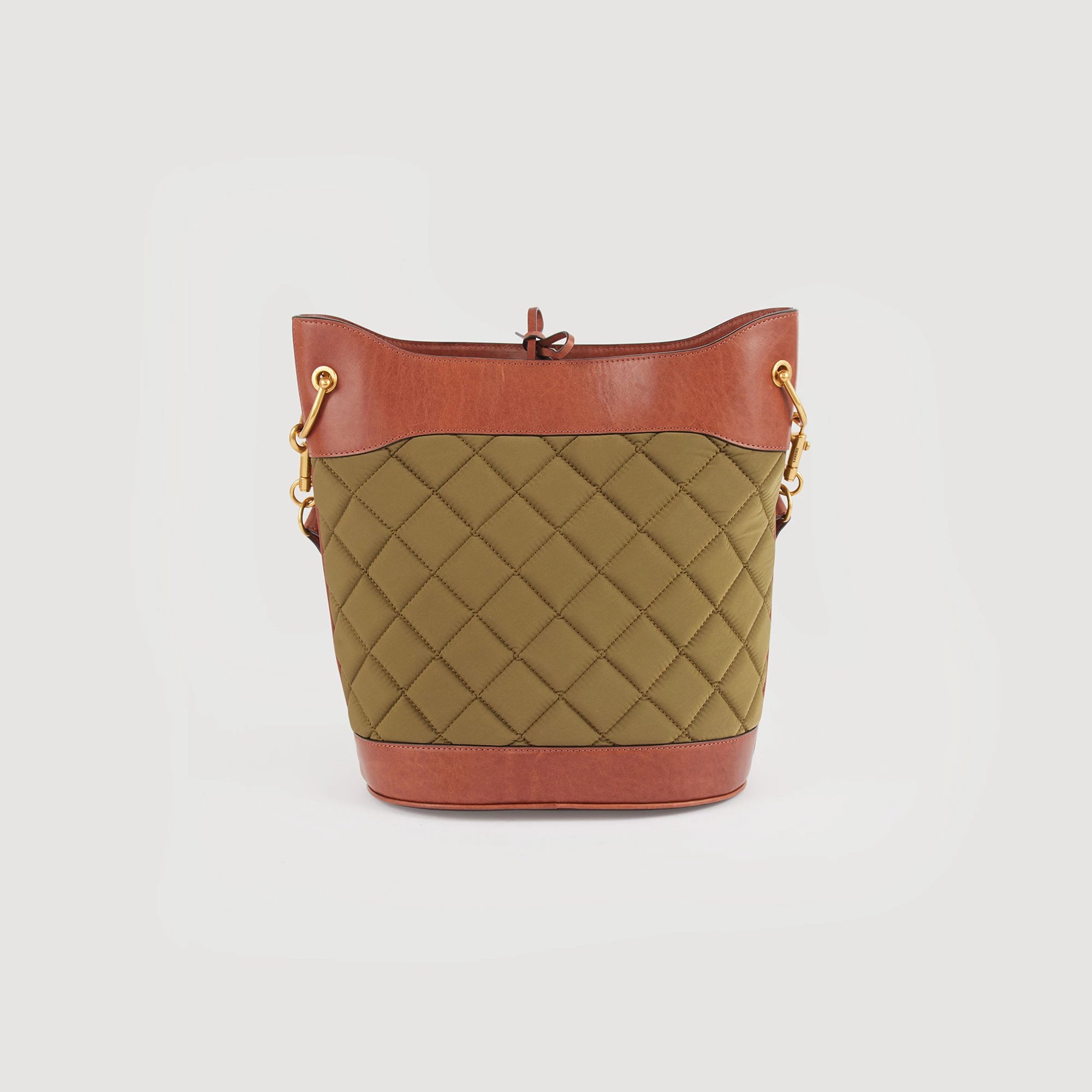 Budget ???? Sandro Leather And Quilted Fabric Bucket Bag Olive Green ???? 4 Budget ???? Sandro Leather And Quilted Fabric Bucket Bag Olive Green ???? - Image 4