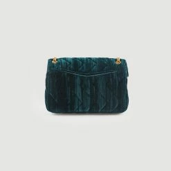 Promo ???? Sandro Quilted Velvet Yza Bag Vert Forêt ???? -Sandro Shop Sandro SFASA00973 0099 V 3