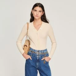 Cheapest ???? Sandro Knitted Cardigan Ecru ????