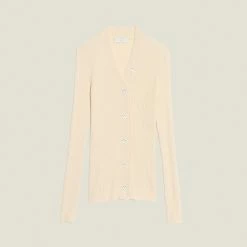 Cheapest ???? Sandro Knitted Cardigan Ecru ???? -Sandro Shop Sandro SFPCA00118 11 V P