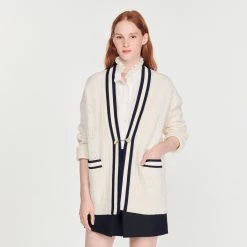 Cheap ???? Sandro Pointelle Knit ???? Coatigan Ecru ????