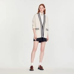 Cheap ???? Sandro Pointelle Knit ???? Coatigan Ecru ???? -Sandro Shop Sandro SFPCA00406 11 V 4