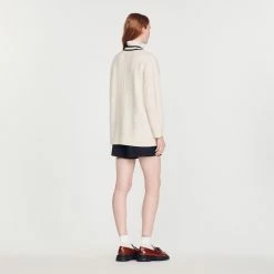 Cheap ???? Sandro Pointelle Knit ???? Coatigan Ecru ???? -Sandro Shop Sandro SFPCA00406 11 V 5
