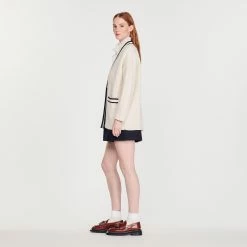 Cheap ???? Sandro Pointelle Knit ???? Coatigan Ecru ???? -Sandro Shop Sandro SFPCA00406 11 V 6