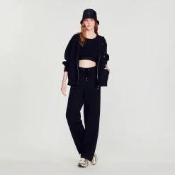 Hot Sale ⭐ Sandro Oversized Zip Sweatshirt Black ????