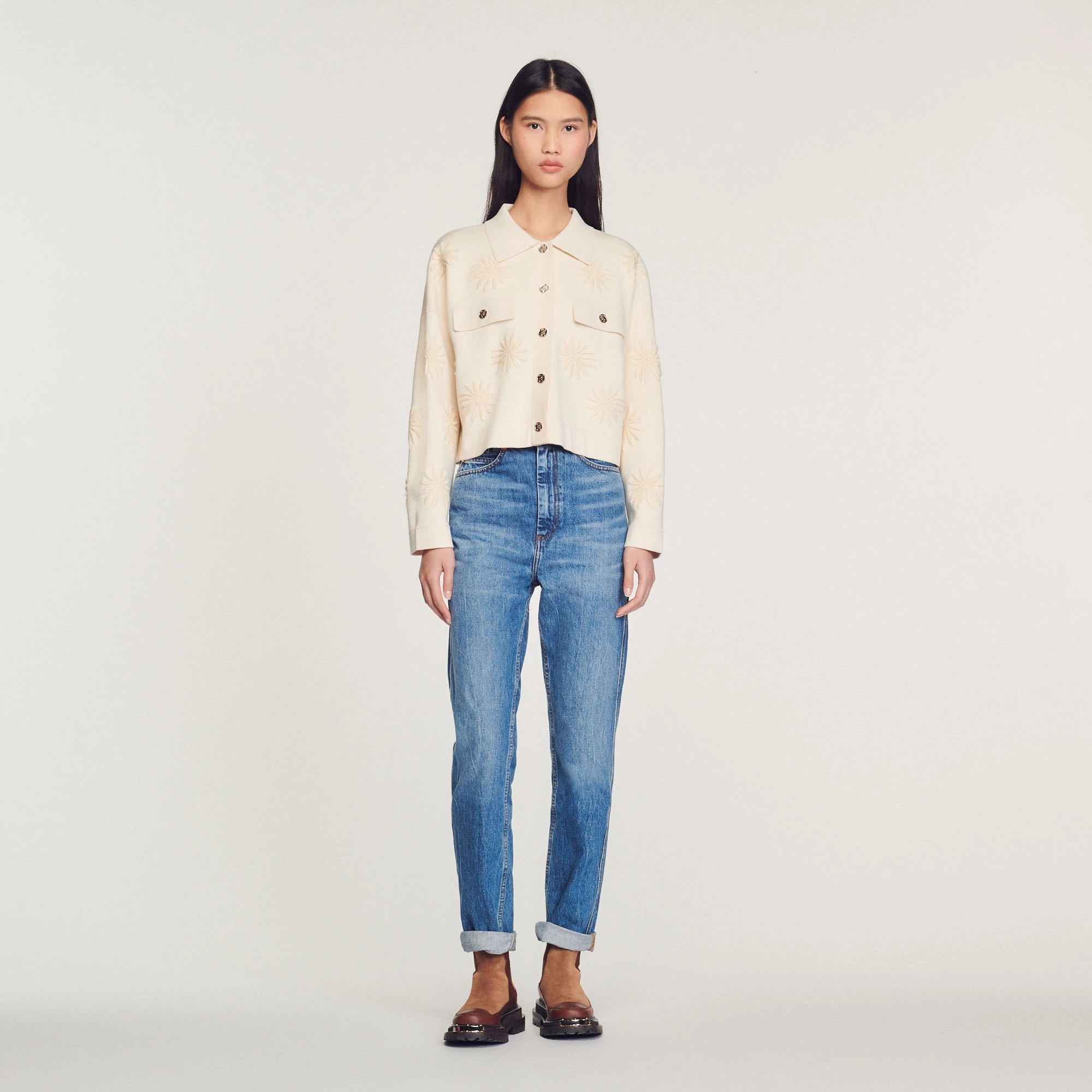 Deals ❤️ Sandro Embroidered Knit ???? Coatigan Ecru ❤️ 2 Deals ❤️ Sandro Embroidered Knit ???? Coatigan Ecru ❤️ - Image 2