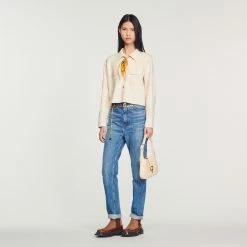 Deals ❤️ Sandro Embroidered Knit ???? Coatigan Ecru ❤️