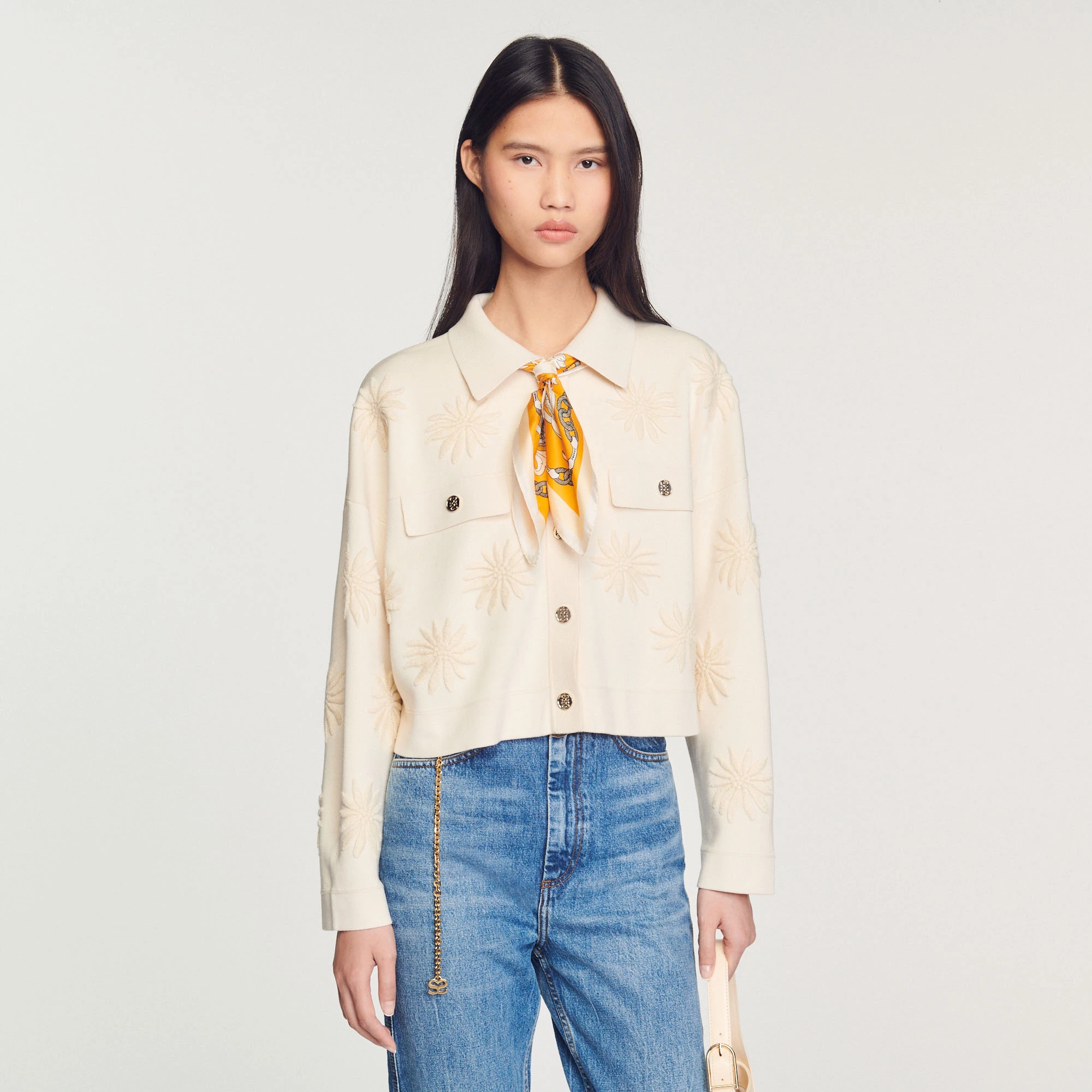 Deals ❤️ Sandro Embroidered Knit ???? Coatigan Ecru ❤️ 4 Deals ❤️ Sandro Embroidered Knit ???? Coatigan Ecru ❤️ - Image 4