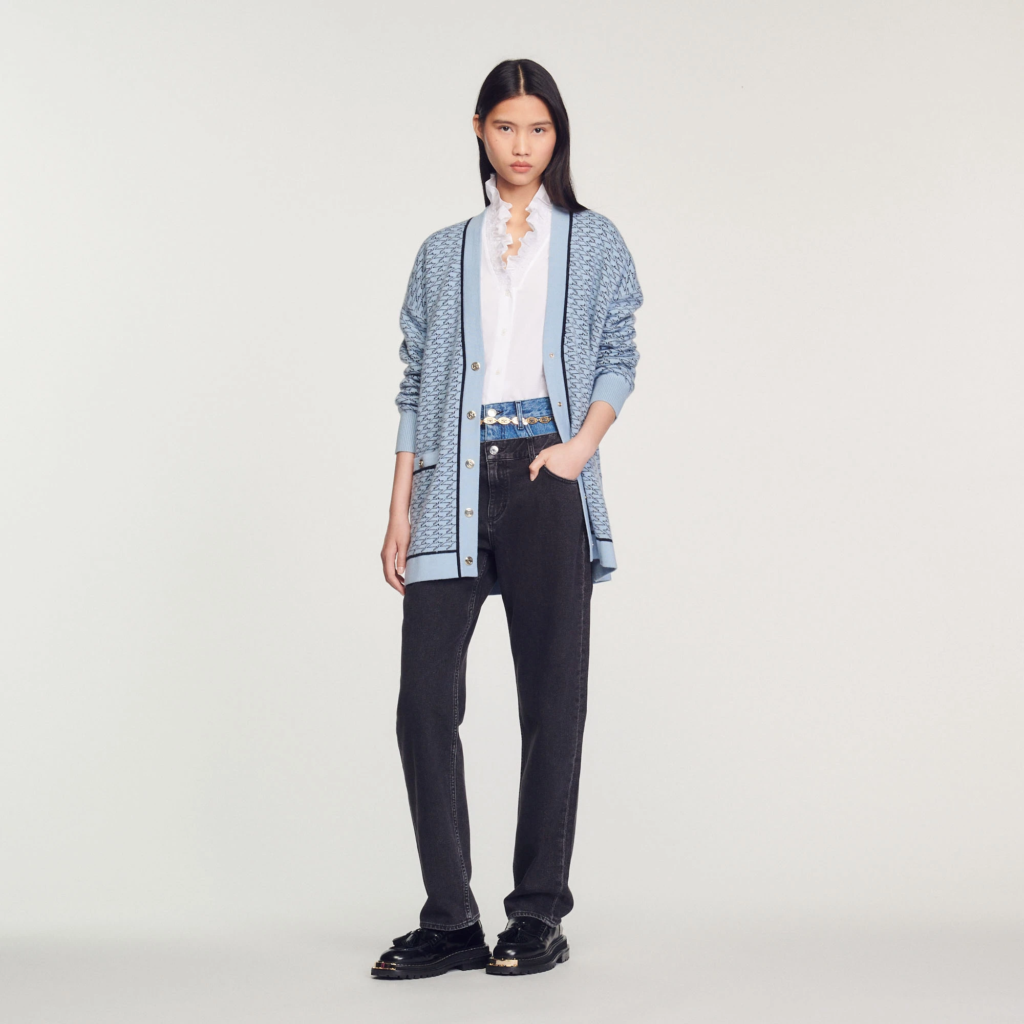 Brand new ???? Sandro Oversized Printed ???? Coatigan Sky Blue ???? 1 Brand new ???? Sandro Oversized Printed ???? Coatigan Sky Blue ????