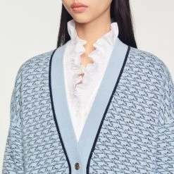 Brand new ???? Sandro Oversized Printed ???? Coatigan Sky Blue ???? 9 Brand new ???? Sandro Oversized Printed ???? Coatigan Sky Blue ???? -Sandro Shop Sandro SFPCA00624 40 V 3