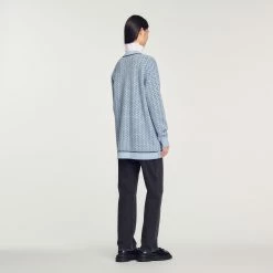 Brand new ???? Sandro Oversized Printed ???? Coatigan Sky Blue ???? 11 Brand new ???? Sandro Oversized Printed ???? Coatigan Sky Blue ???? -Sandro Shop Sandro SFPCA00624 40 V 5