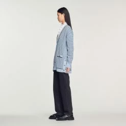 Brand new ???? Sandro Oversized Printed ???? Coatigan Sky Blue ???? 12 Brand new ???? Sandro Oversized Printed ???? Coatigan Sky Blue ???? -Sandro Shop Sandro SFPCA00624 40 V 6