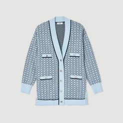 Brand new ???? Sandro Oversized Printed ???? Coatigan Sky Blue ???? 13 Brand new ???? Sandro Oversized Printed ???? Coatigan Sky Blue ???? -Sandro Shop Sandro SFPCA00624 40 V P