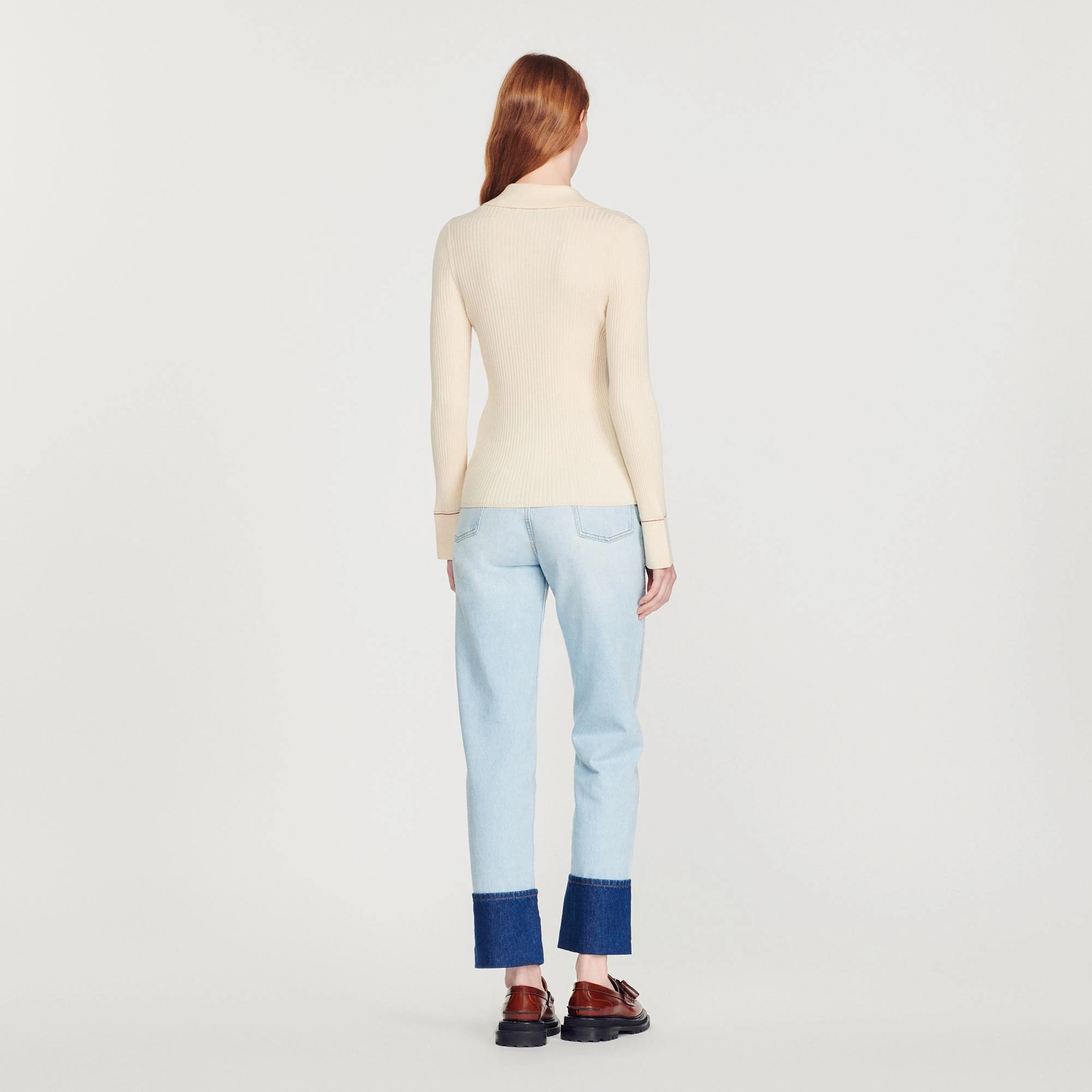 Best Pirce ???? Sandro Topstitched Fine Knit Cardigan Ecru ???? 5 Best Pirce ???? Sandro Topstitched Fine Knit Cardigan Ecru ???? - Image 5