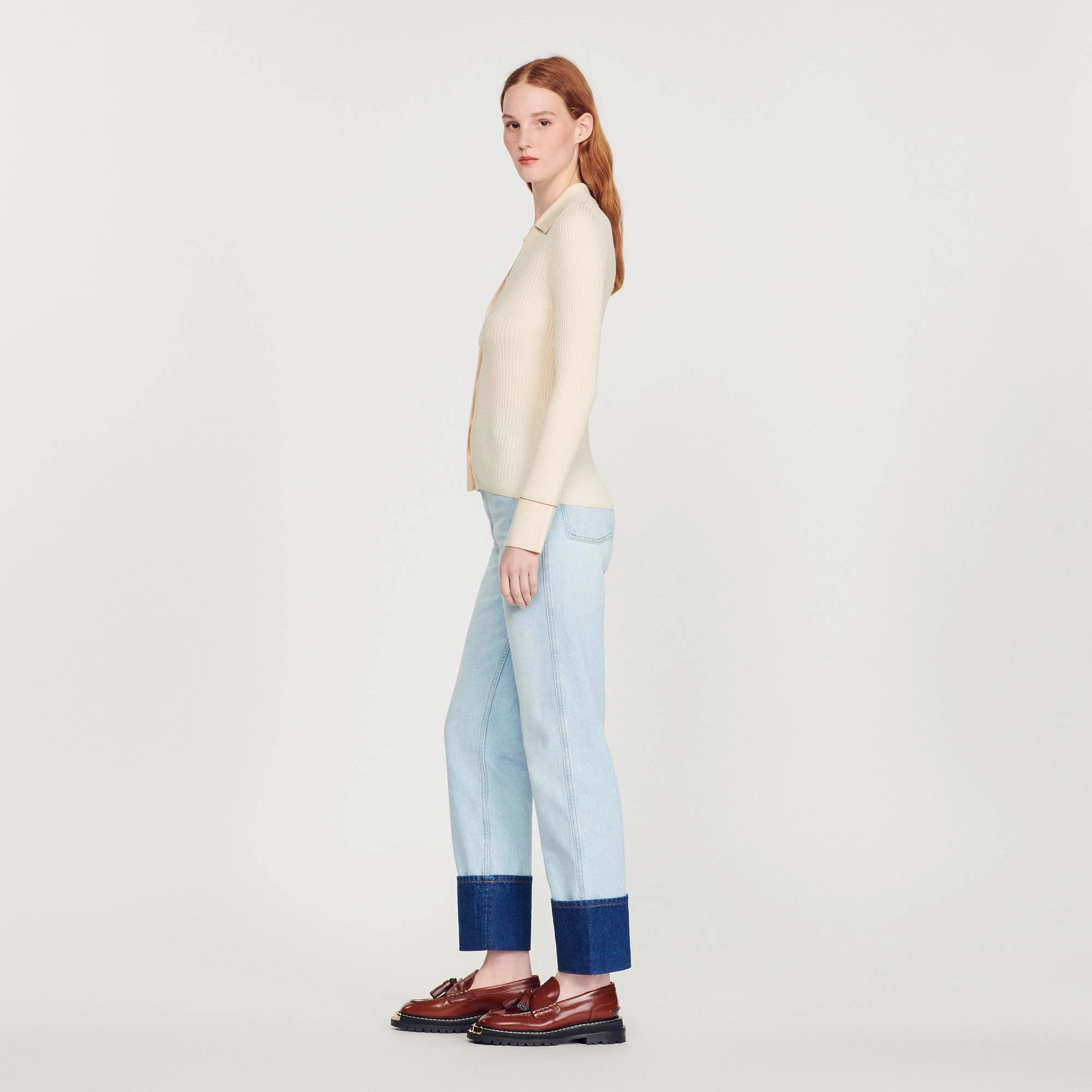 Best Pirce ???? Sandro Topstitched Fine Knit Cardigan Ecru ???? 6 Best Pirce ???? Sandro Topstitched Fine Knit Cardigan Ecru ???? - Image 6