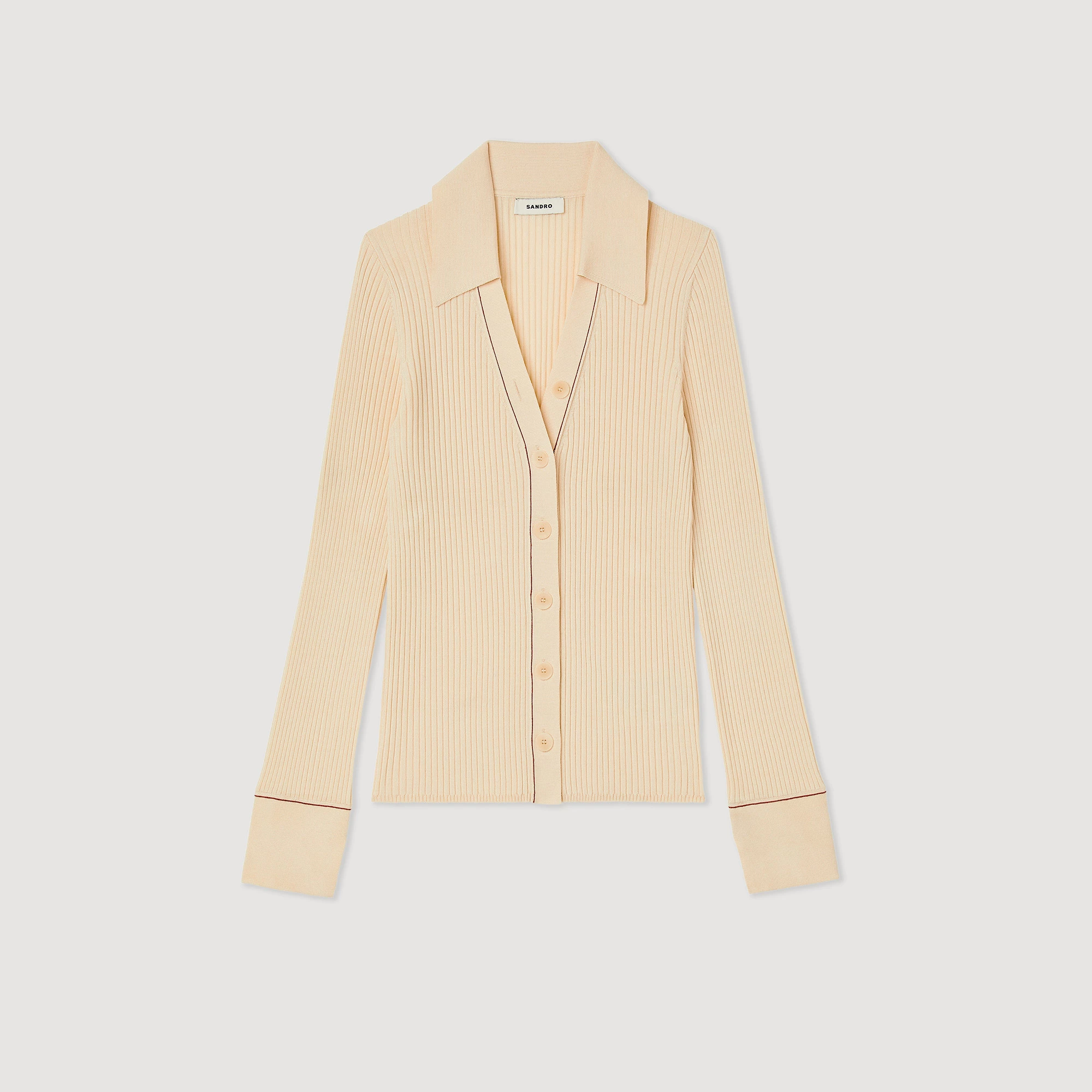 Best Pirce ???? Sandro Topstitched Fine Knit Cardigan Ecru ???? 7 Best Pirce ???? Sandro Topstitched Fine Knit Cardigan Ecru ???? - Image 7