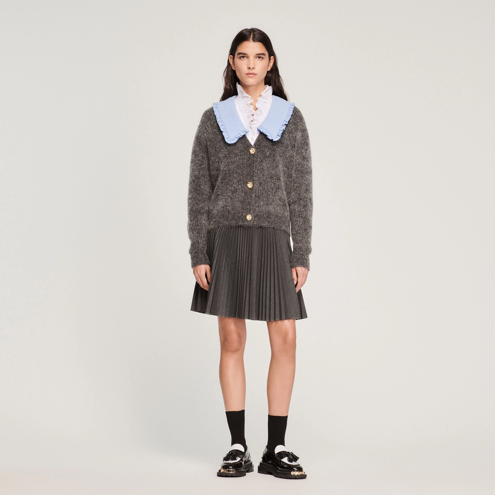 Best Pirce ???? Sandro Wide Neck Knit Cardigan Dark Grey ???? 2 Best Pirce ???? Sandro Wide Neck Knit Cardigan Dark Grey ???? - Image 2