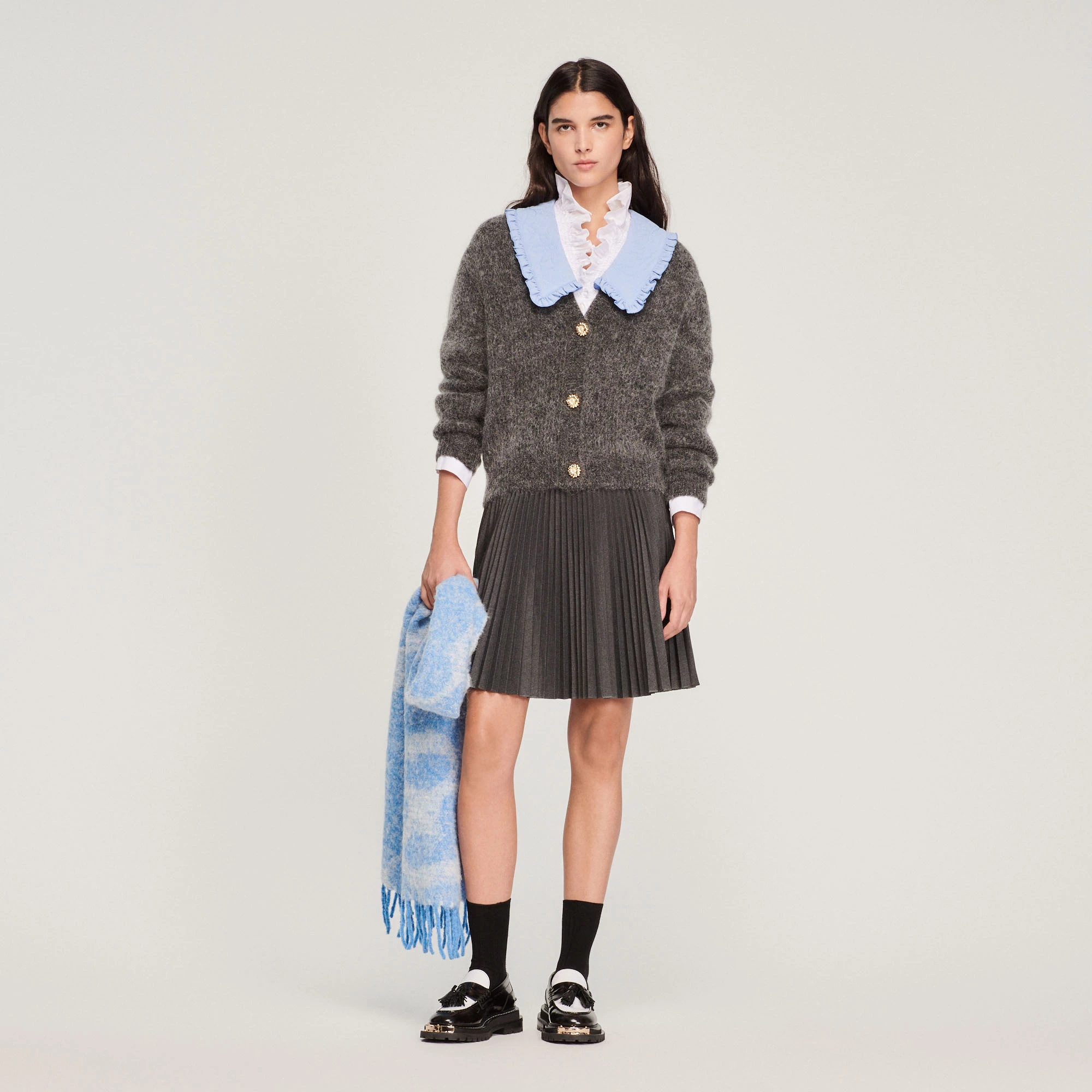 Best Pirce ???? Sandro Wide Neck Knit Cardigan Dark Grey ???? 1 Best Pirce ???? Sandro Wide Neck Knit Cardigan Dark Grey ????